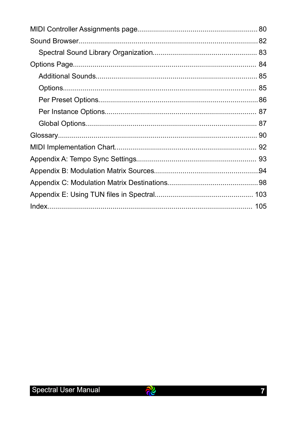 LinPlug Spectral User Manual | Page 7 / 107