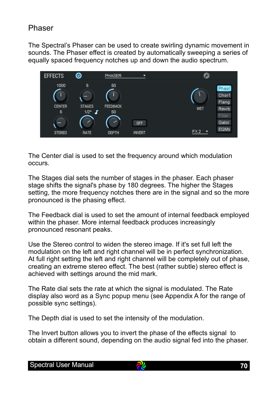 Phaser | LinPlug Spectral User Manual | Page 70 / 107