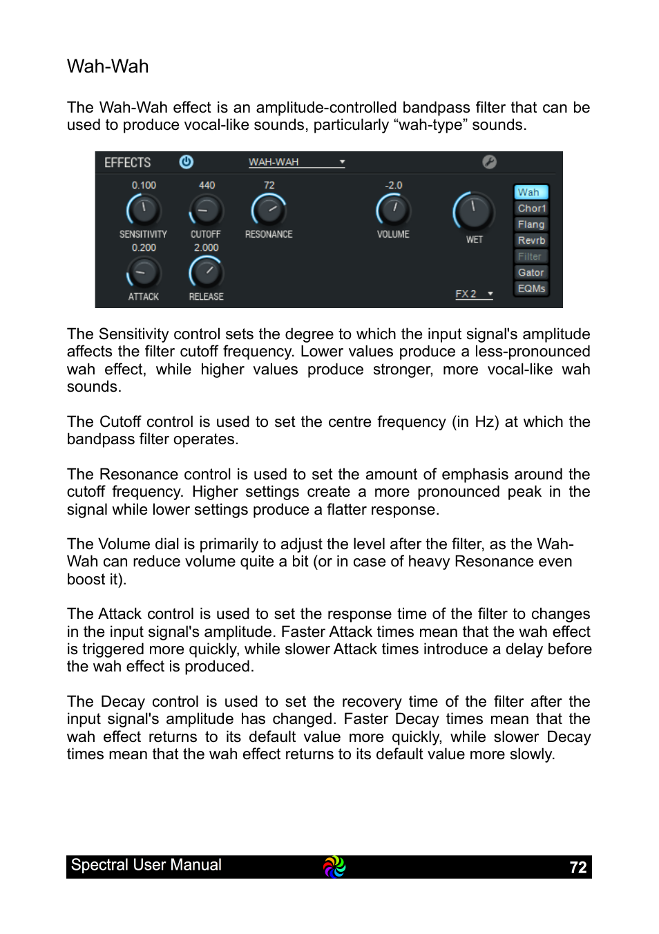 Wah-wah | LinPlug Spectral User Manual | Page 72 / 107