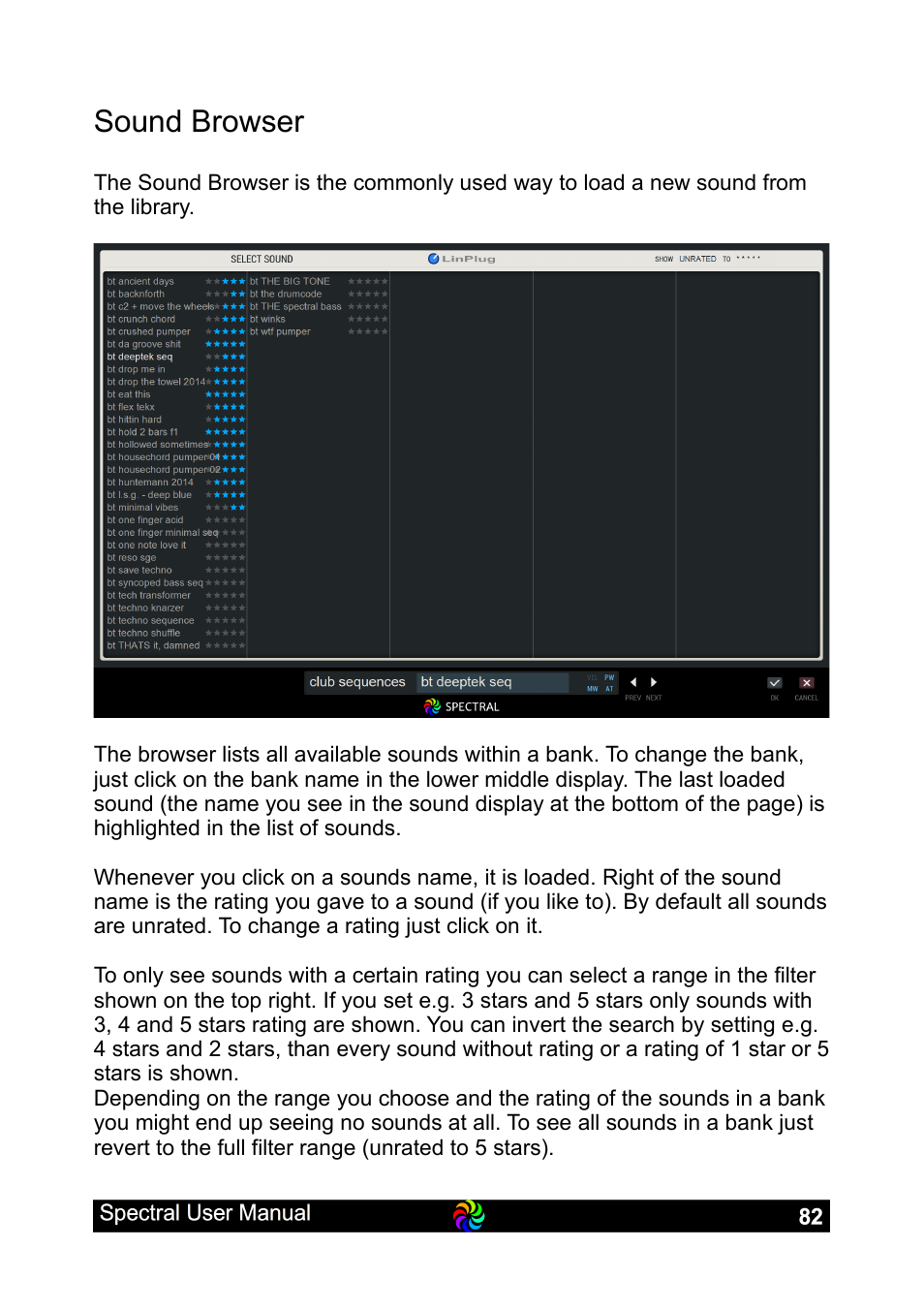 Sound browser | LinPlug Spectral User Manual | Page 82 / 107