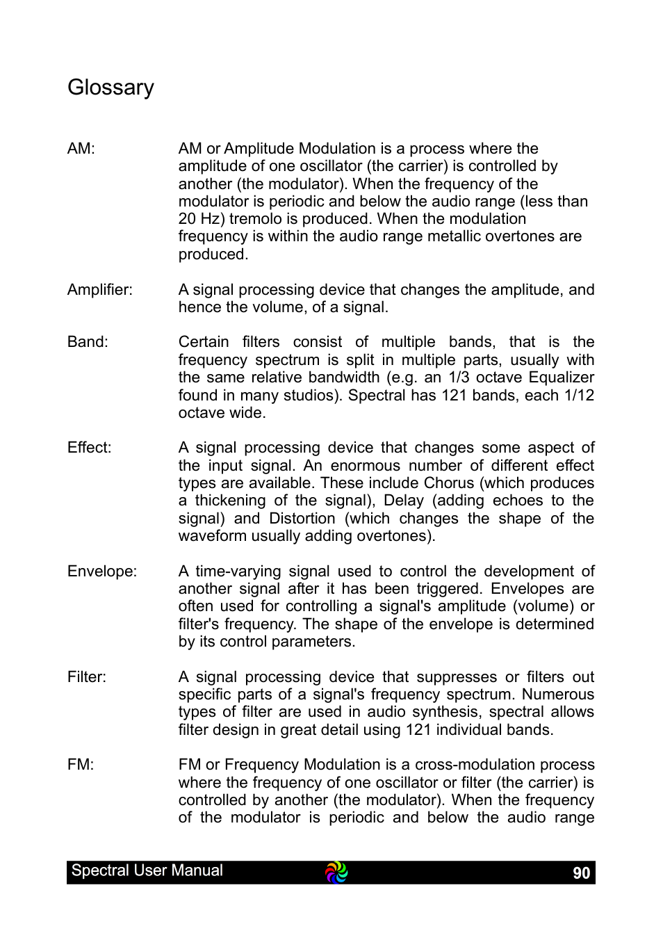 Glossary | LinPlug Spectral User Manual | Page 90 / 107