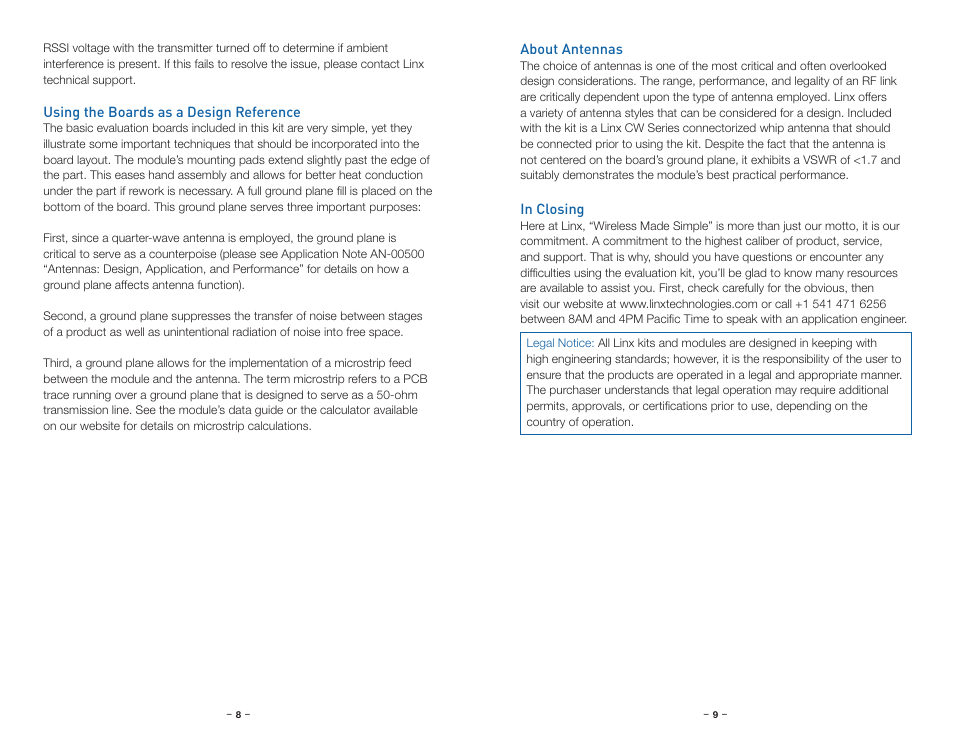 Using the boards as a design reference, About antennas, In closing | Linx Technologies EVAL-xxx-KH3 User Manual | Page 7 / 9