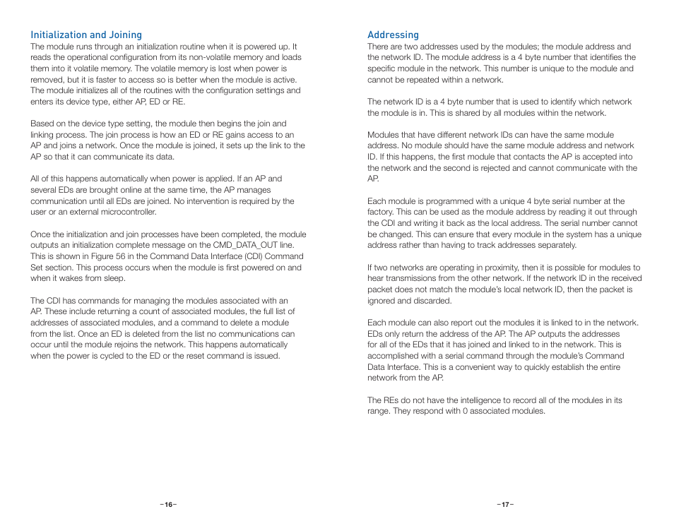 Initialization and joining, Addressing | Linx Technologies HUM-xxx-DT User Manual | Page 11 / 37