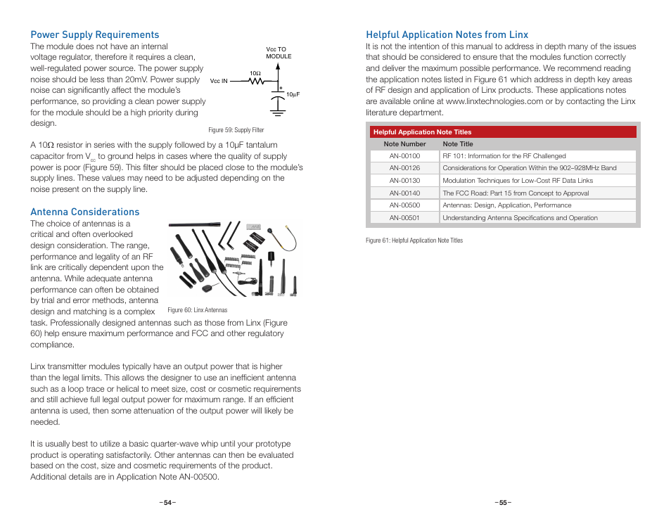 Power supply requirements, Antenna considerations, Helpful application notes from linx | Linx Technologies HUM-xxx-DT User Manual | Page 30 / 37