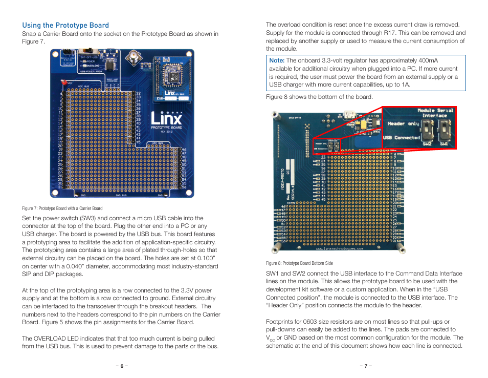 Using the prototype board | Linx Technologies MDEV-xxx-DT User Manual | Page 6 / 19