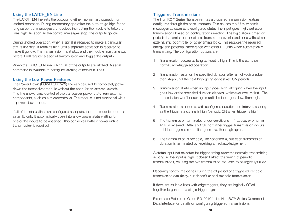 Triggered transmissions, Frequency hopping | Linx Technologies HUM-xxx-RC User Manual | Page 18 / 31