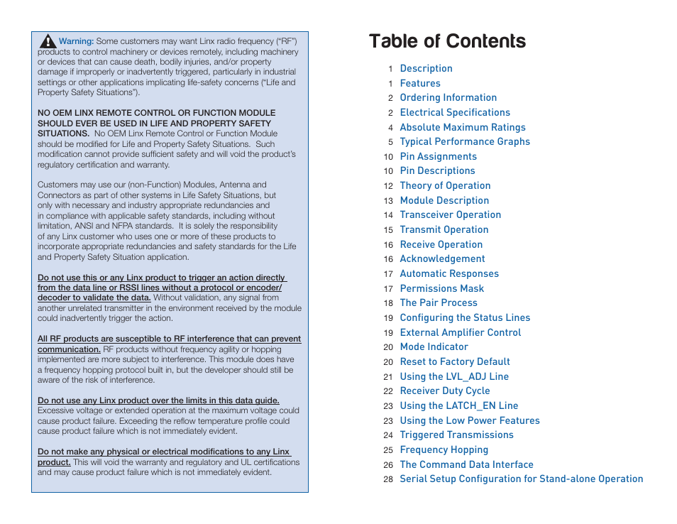 Linx Technologies HUM-xxx-RC User Manual | Page 2 / 31