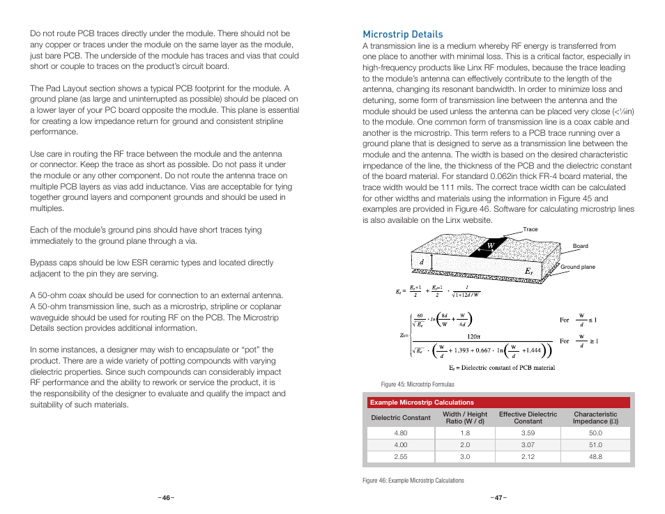 Microstrip details | Linx Technologies HUM-xxx-RC User Manual | Page 26 / 31