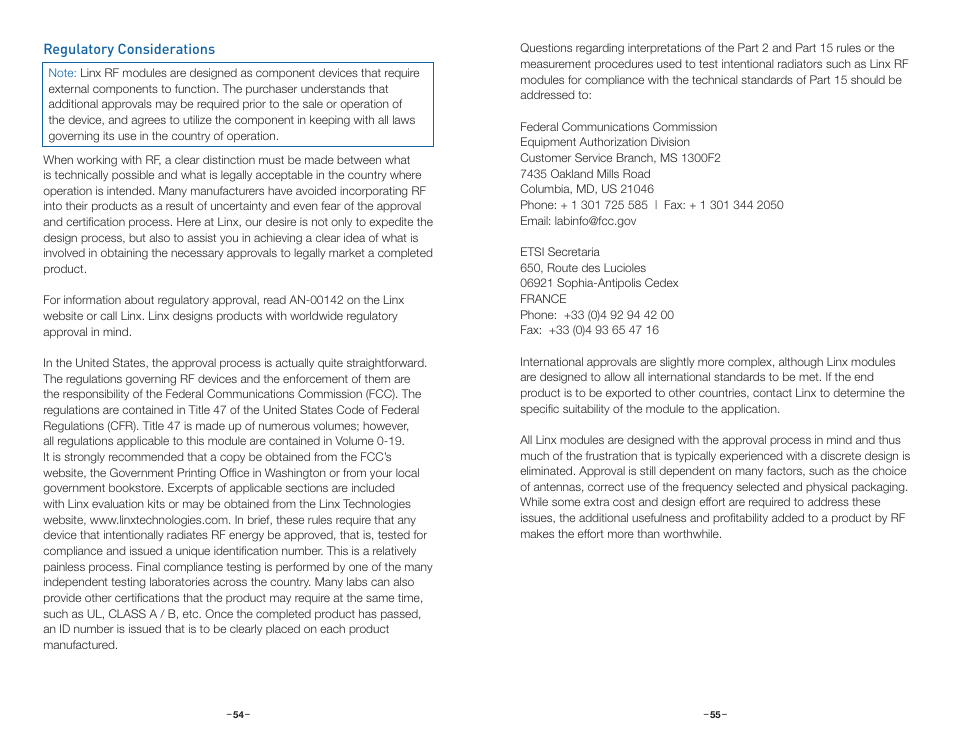 Regulatory considerations | Linx Technologies HUM-xxx-RC User Manual | Page 30 / 31