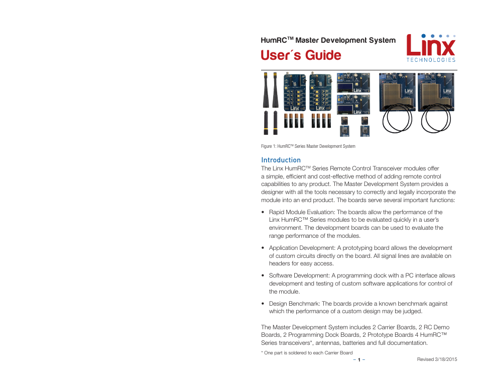 Introduction, User's guide | Linx Technologies MDEV-xxx-RC User Manual | Page 3 / 25