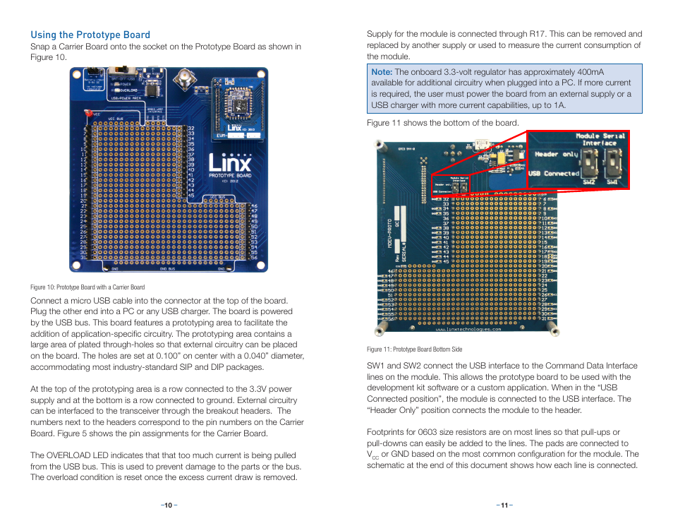 Using the prototype board | Linx Technologies MDEV-xxx-RC User Manual | Page 8 / 25