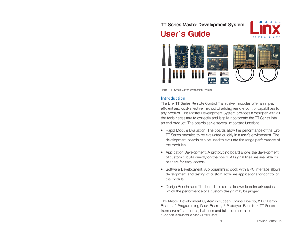 Introduction, User's guide | Linx Technologies MDEV-xxx-TT User Manual | Page 3 / 23