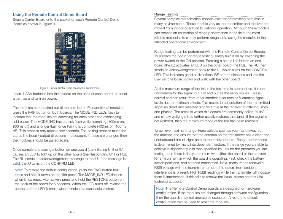 Using the remote control demo board | Linx Technologies MDEV-xxx-TT User Manual | Page 7 / 23