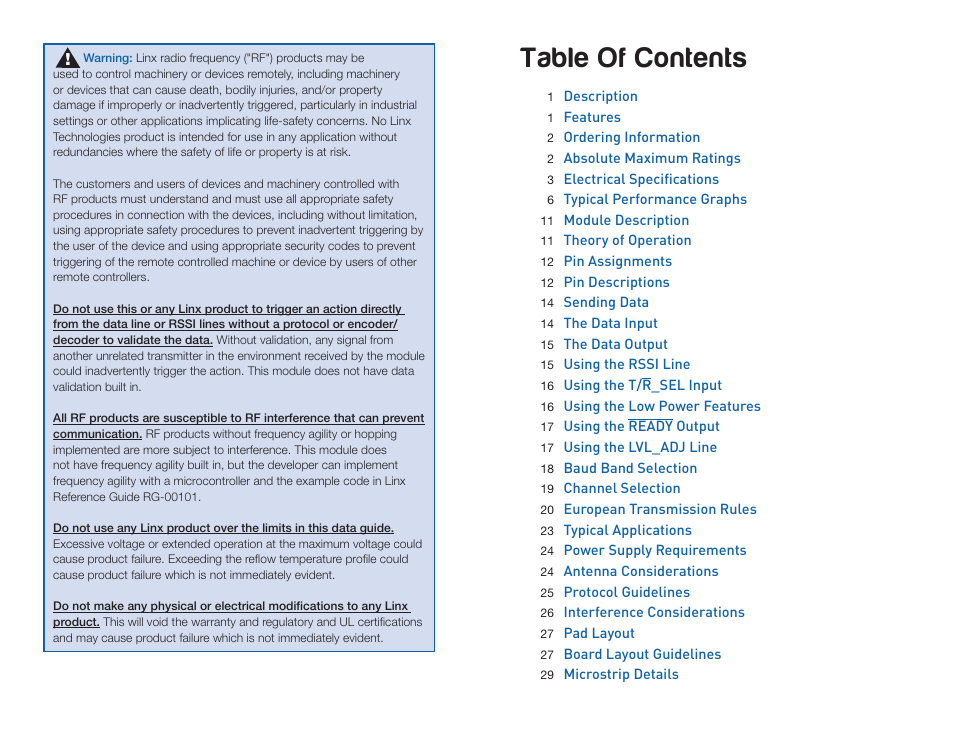 Linx Technologies TRM-xxx-NT User Manual | Page 2 / 23