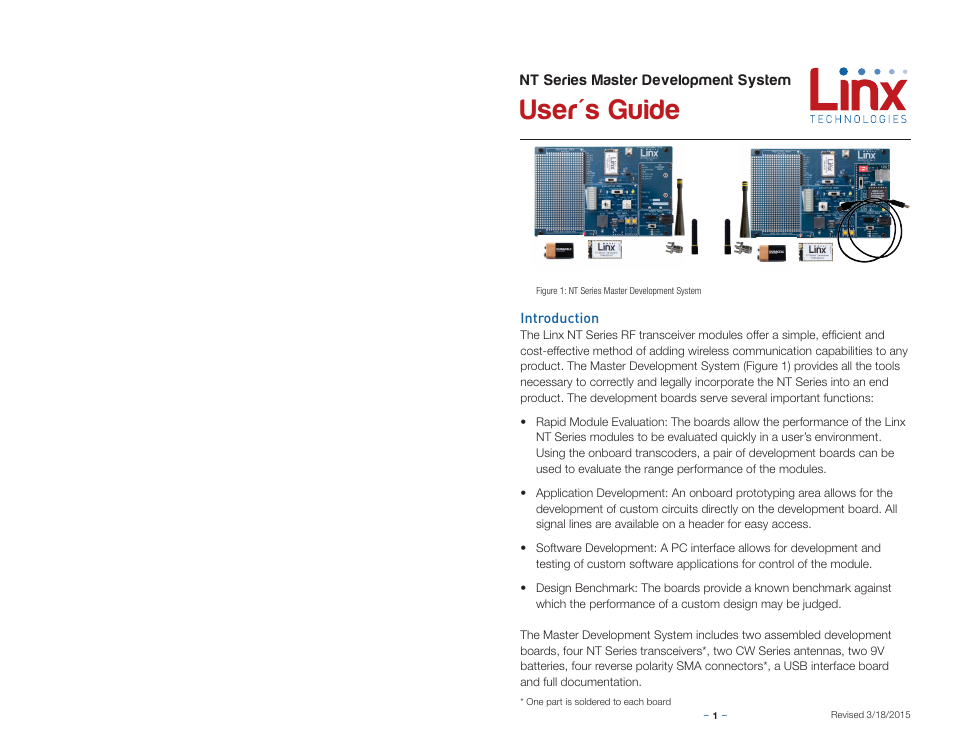 Introduction, User's guide | Linx Technologies MDEV-xxx-NT User Manual | Page 3 / 13
