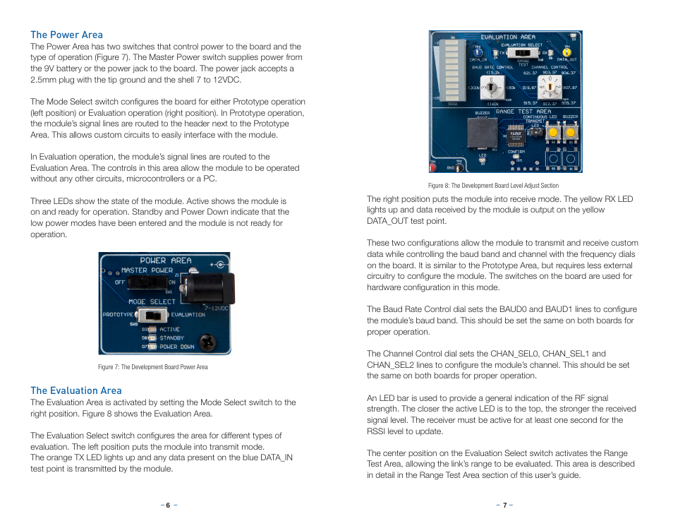 The power area, The evaluation area | Linx Technologies MDEV-xxx-NT User Manual | Page 6 / 13