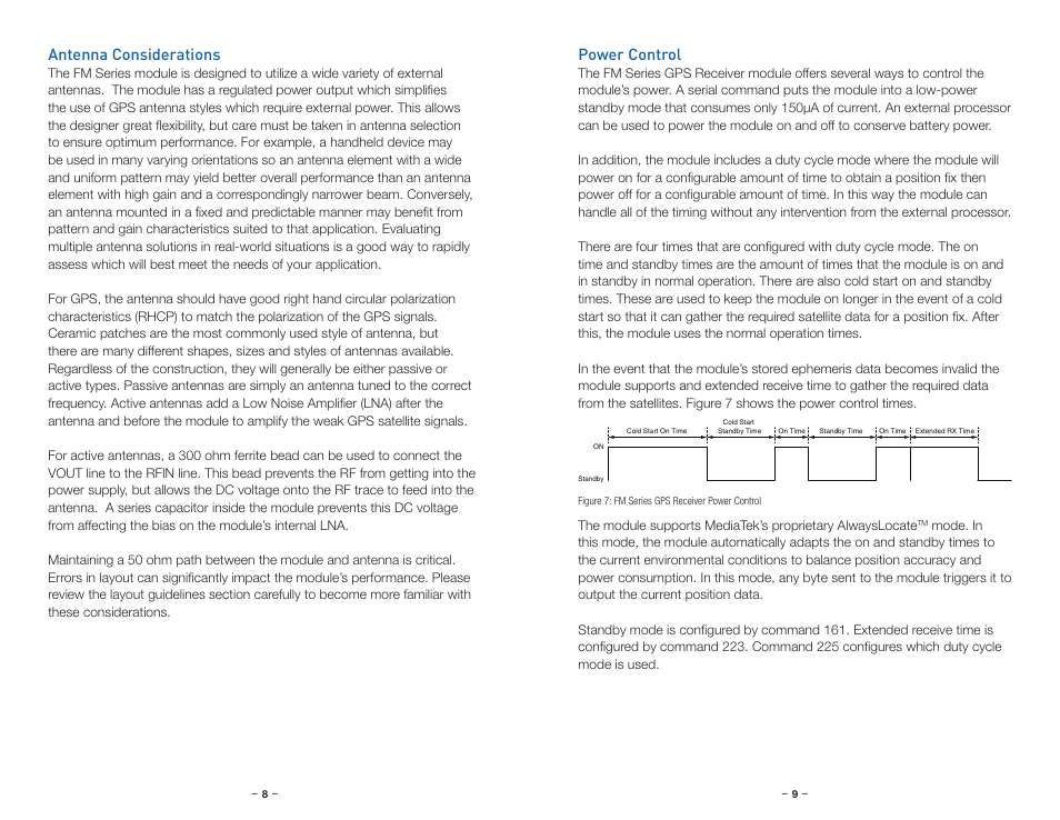 Antenna considerations, Power control | Linx Technologies RXM-GPS-FM User Manual | Page 7 / 27