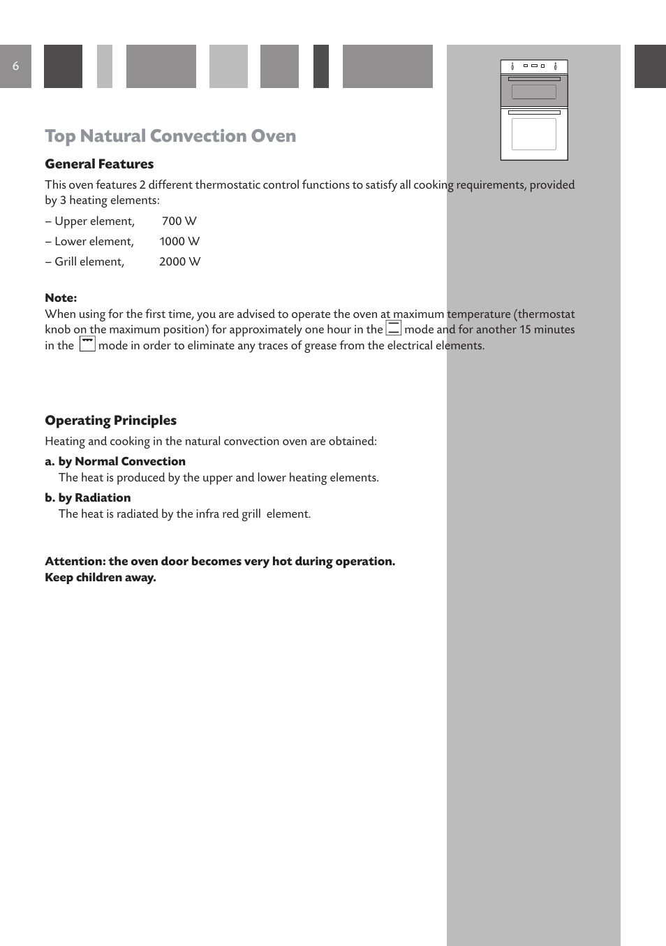 Top natural convection oven | CDA DV 990 User Manual | Page 6 / 52