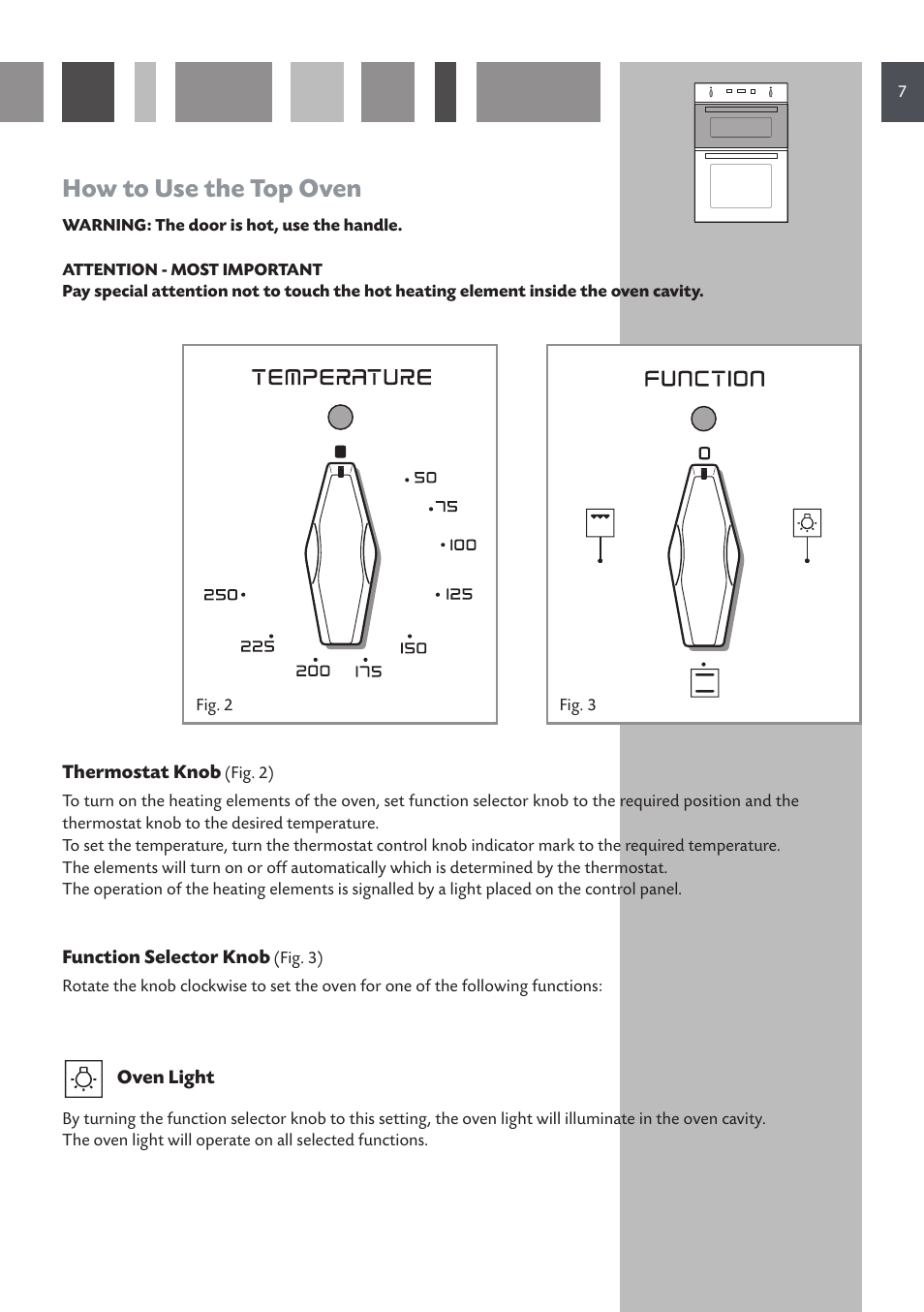 How to use the top oven | CDA DV 990 User Manual | Page 7 / 52