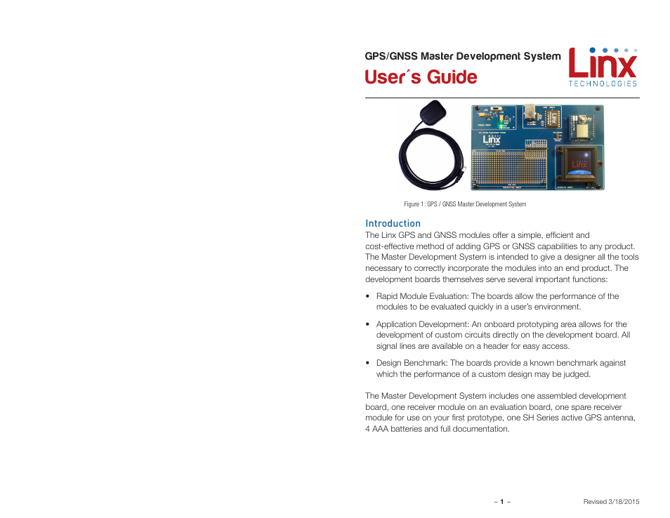 Introduction, User's guide | Linx Technologies MDEV-GPS User Manual | Page 3 / 9