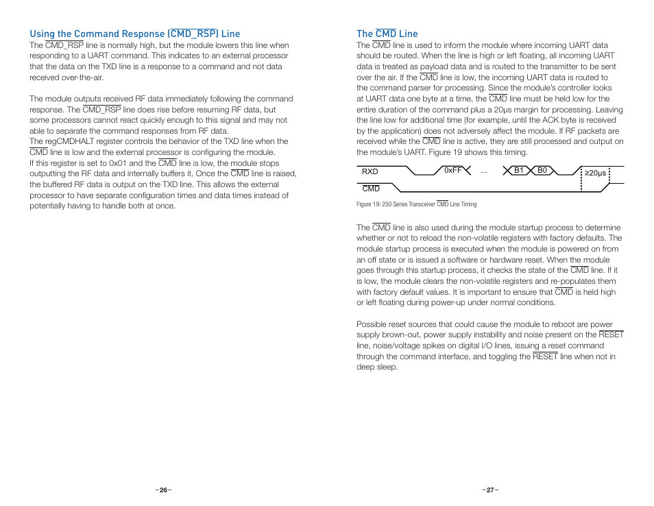 Using the command response (cmd_rsp) line, The cmd line | Linx Technologies TRM-915-R250 User Manual | Page 16 / 39