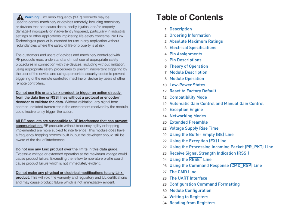 Linx Technologies TRM-915-R250 User Manual | Page 2 / 39