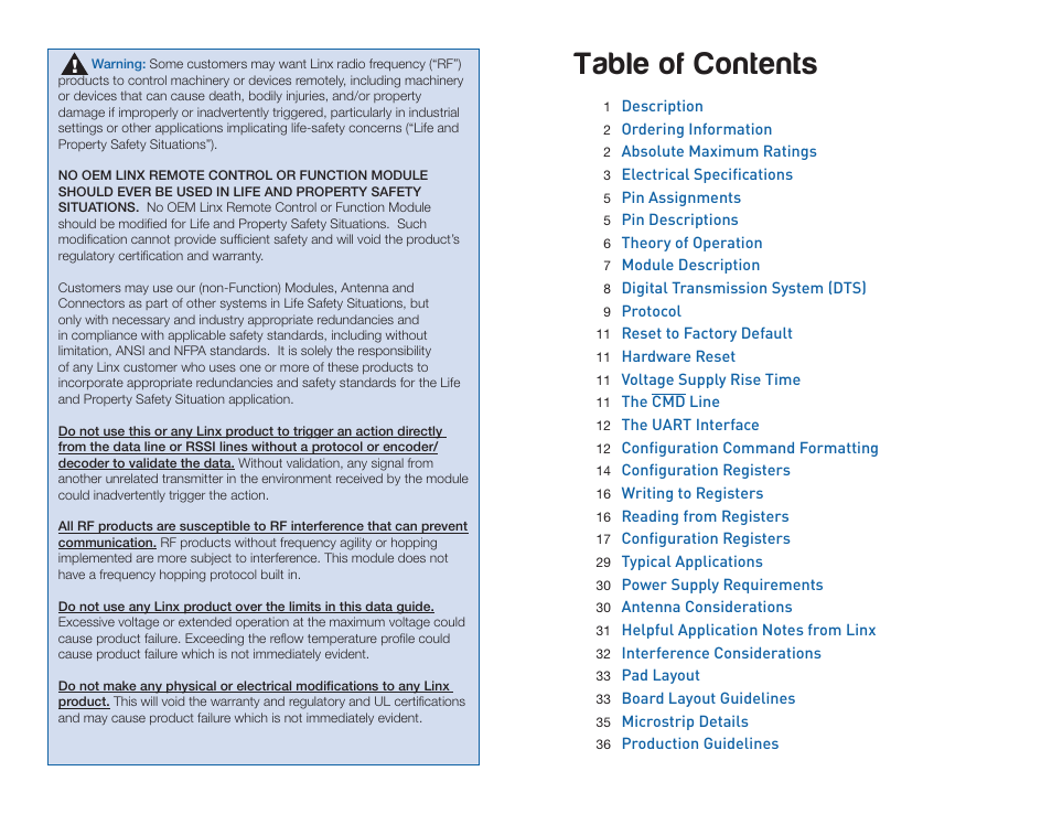 Linx Technologies TRM-915-DTS User Manual | Page 2 / 25