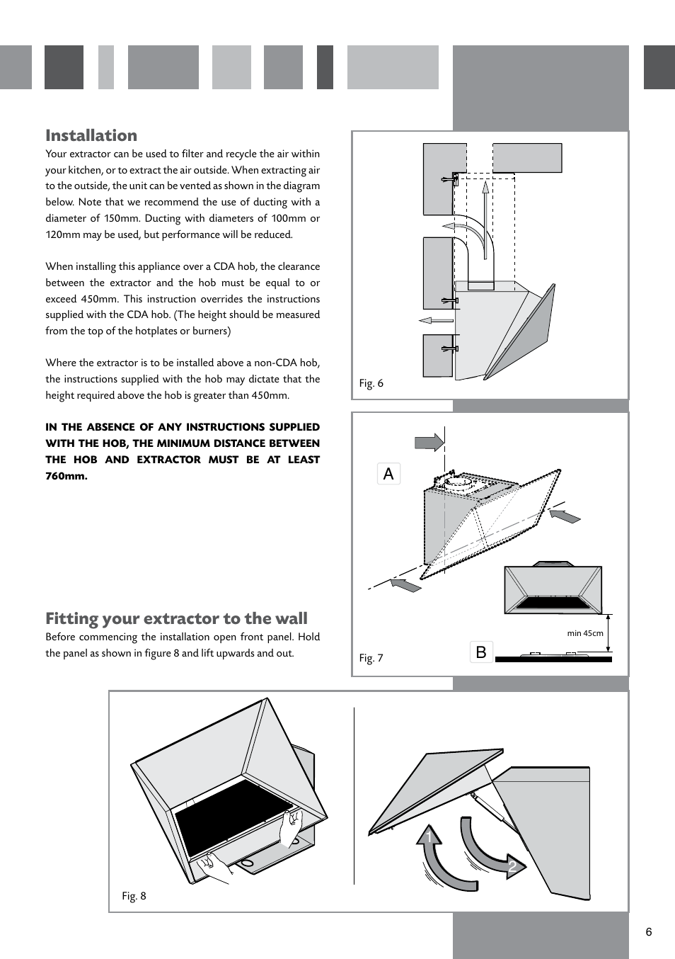 Installation, Fitting your extractor to the wall | CDA EVM9 User Manual | Page 7 / 12