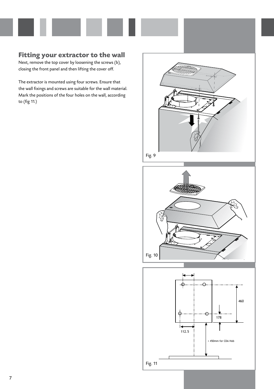 Fitting your extractor to the wall | CDA EVM9 User Manual | Page 8 / 12
