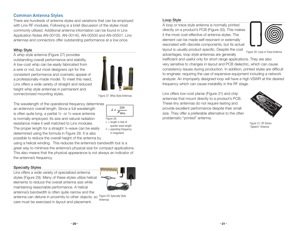 Common antenna styles | Linx Technologies TRM-xxx-DP1203 User Manual | Page 13 / 15