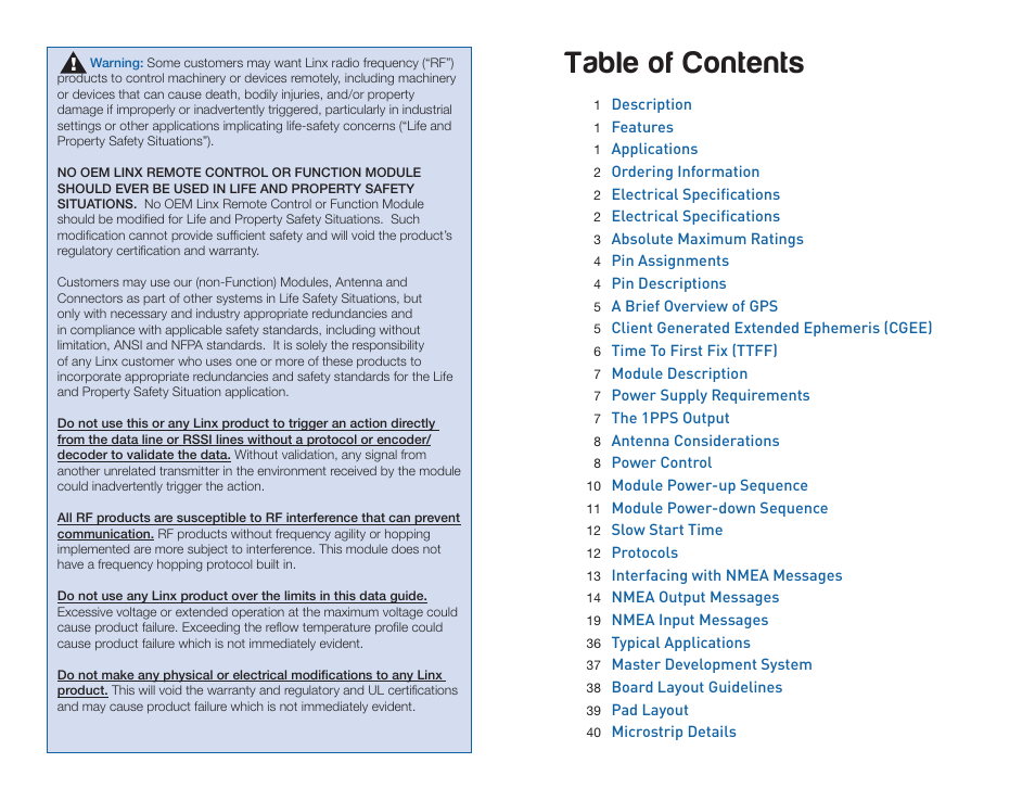 Linx Technologies RXM-GPS-F4 User Manual | Page 2 / 25