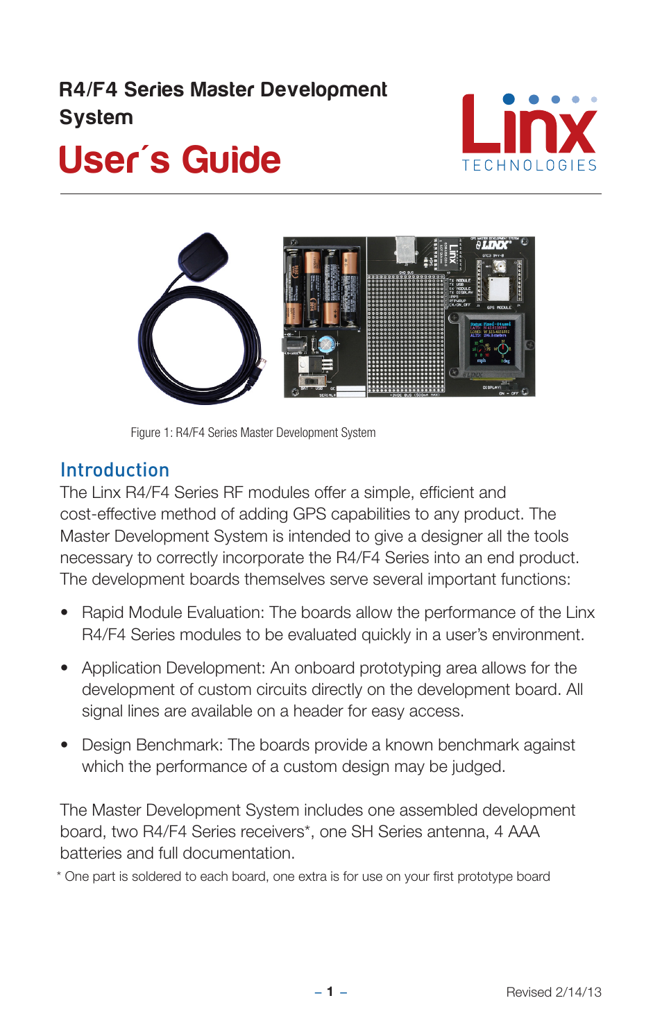 User's guide, R4/f4 series master development system | Linx Technologies MDEV-GPS-R4 User Manual | Page 5 / 16