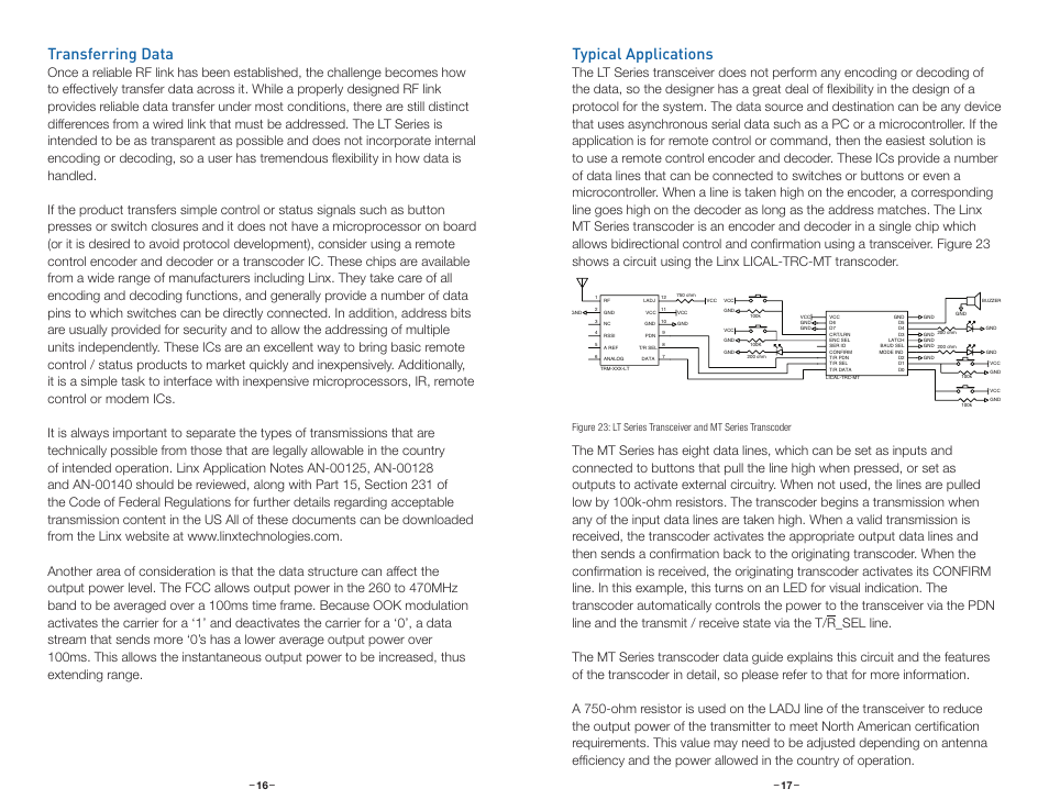 Transferring data, Typical applications | Linx Technologies TRM-xxx-LT User Manual | Page 11 / 19