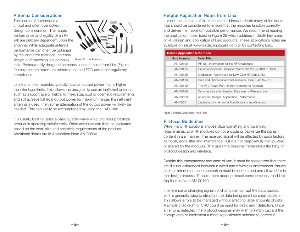 Antenna considerations, Helpful application notes from linx, Protocol guidelines | Linx Technologies TRM-xxx-LT User Manual | Page 12 / 19