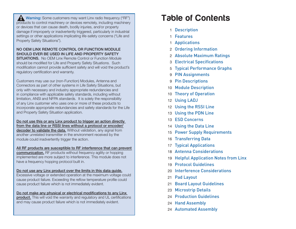Linx Technologies TRM-xxx-LT User Manual | Page 2 / 19