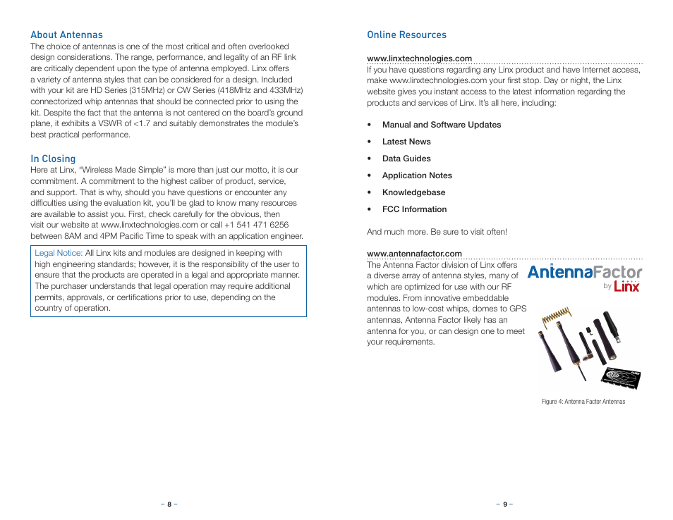 About antennas, In closing, Online resources | Linx Technologies EVAL-xxx-LT User Manual | Page 7 / 9