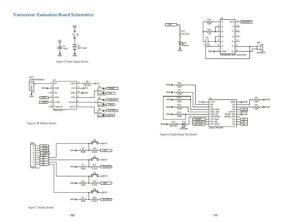 Transceiver evaluation board schematics | Linx Technologies EVAL-xxx-LT User Manual | Page 8 / 9