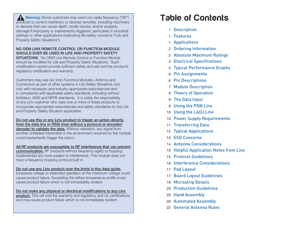 Linx Technologies TXM-xxx-LR User Manual | Page 2 / 17