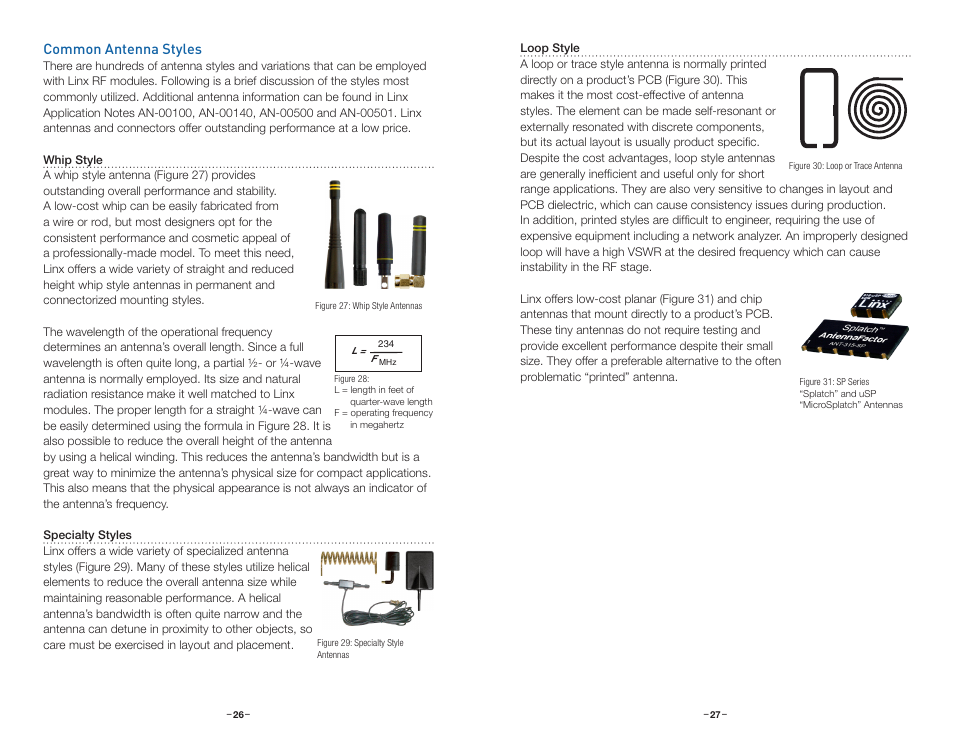 Common antenna styles | Linx Technologies RXM-xxx-LR User Manual | Page 16 / 19