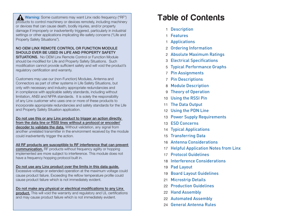 Linx Technologies RXM-xxx-LR User Manual | Page 2 / 19