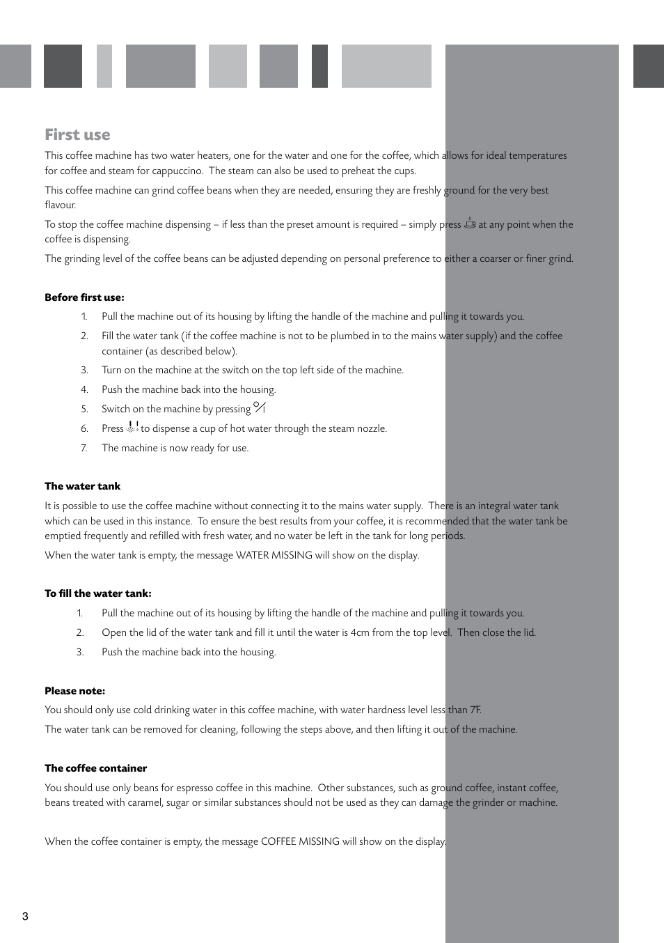 First use | CDA CVC10SS User Manual | Page 4 / 16