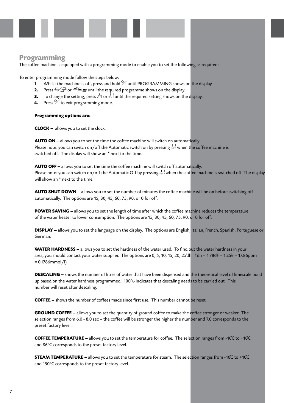 Programming | CDA CVC10SS User Manual | Page 8 / 16