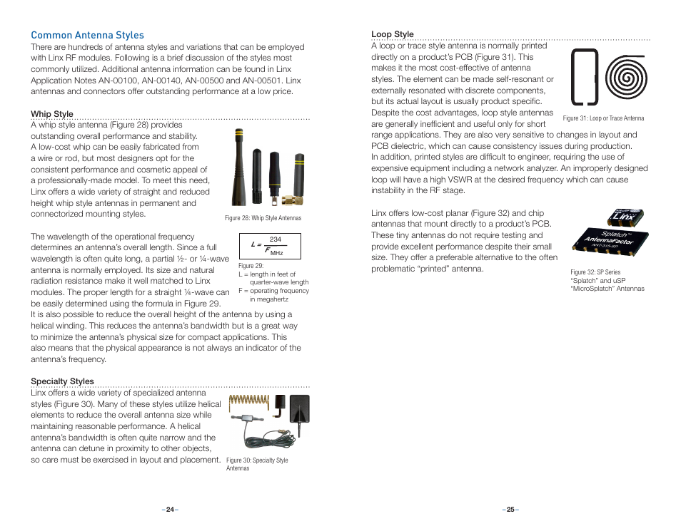Common antenna styles | Linx Technologies TXM-xxx-LC User Manual | Page 15 / 17