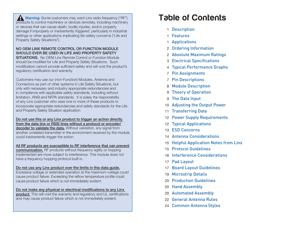 Linx Technologies TXM-xxx-LC User Manual | Page 2 / 17