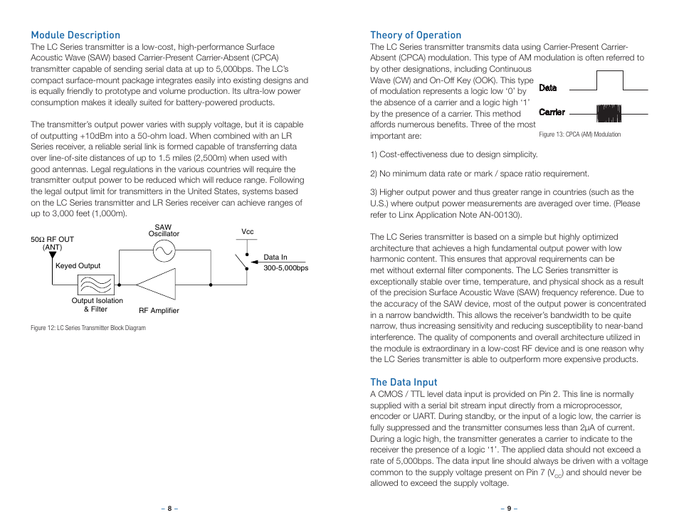 Module description, Theory of operation, The data input | Linx Technologies TXM-xxx-LC User Manual | Page 7 / 17