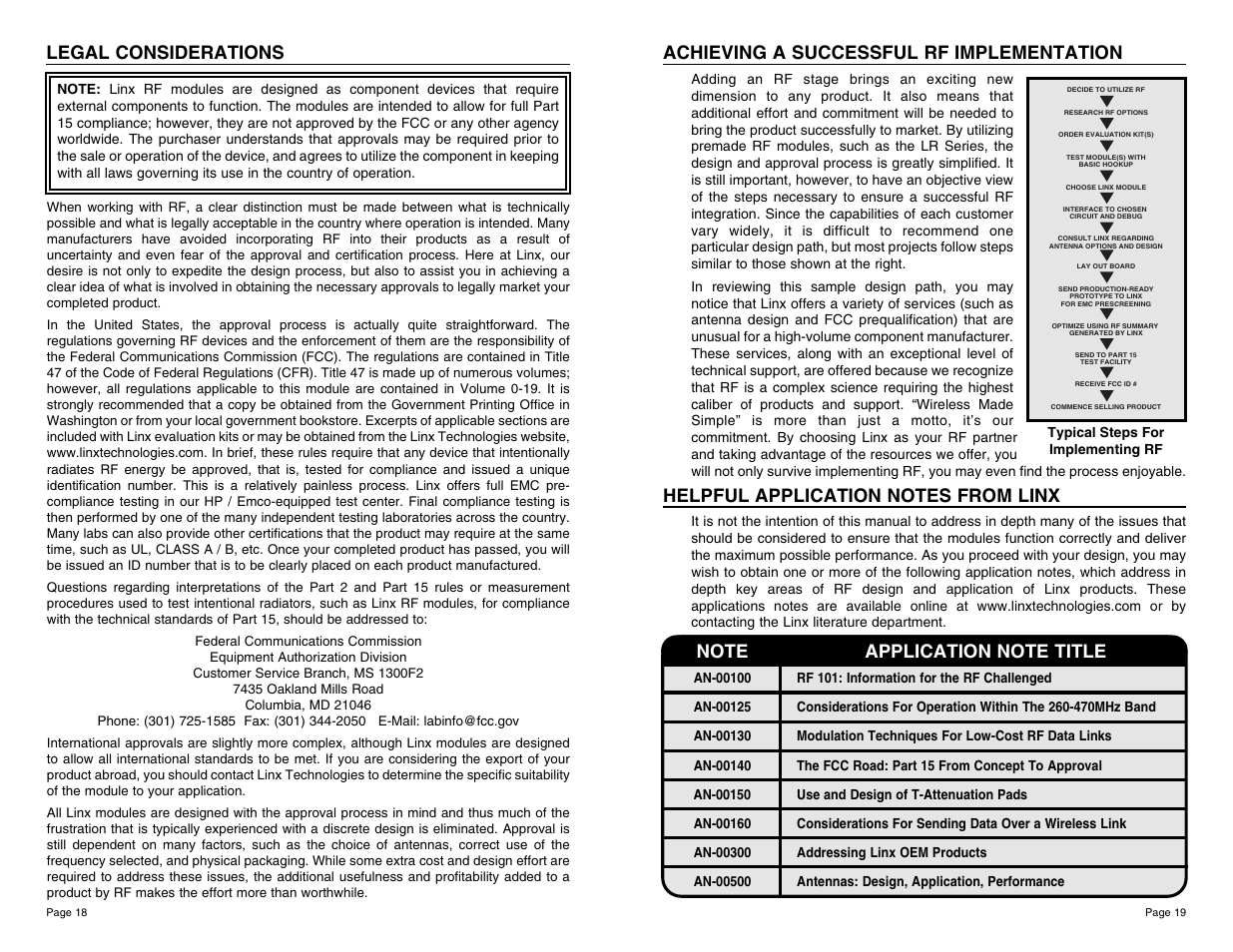 Legal considerations, Achieving a successful rf implementation | Linx Technologies TXE-xxx-KH2 User Manual | Page 10 / 11