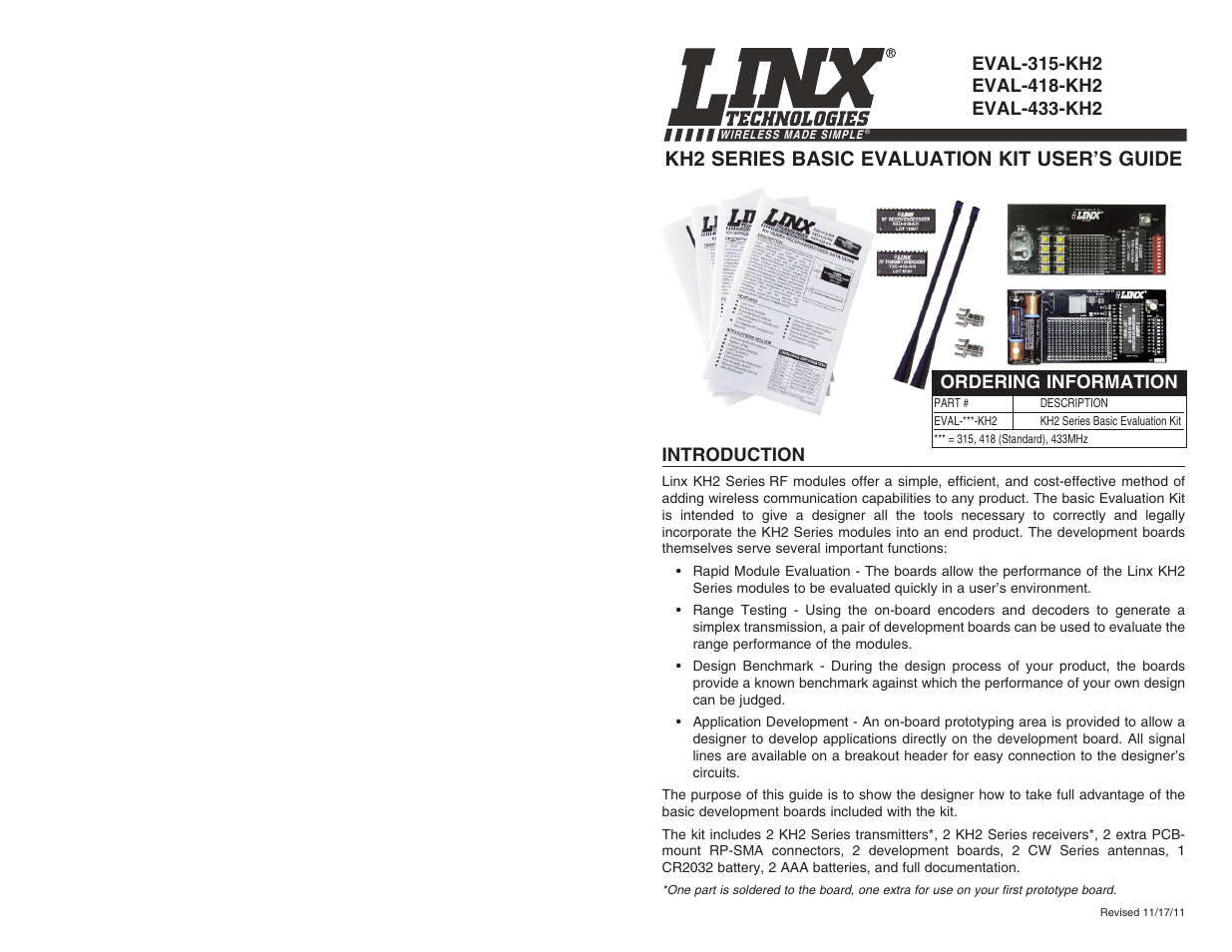 Linx Technologies EVAL-xxx-KH2 User Manual | 5 pages