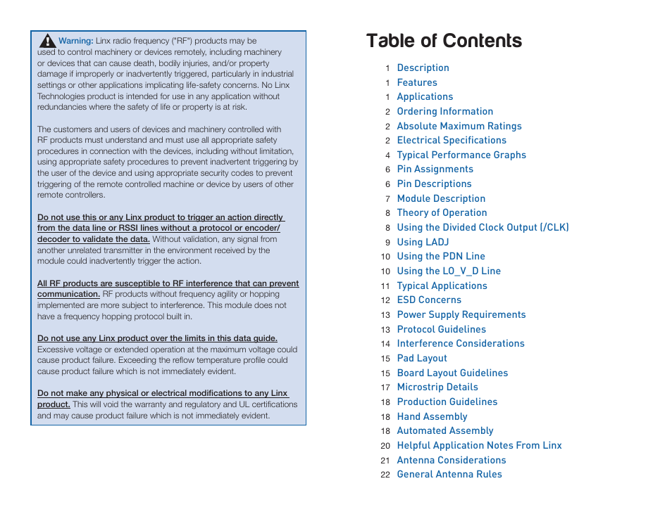 Linx Technologies TXM-xxx-ES User Manual | Page 2 / 17
