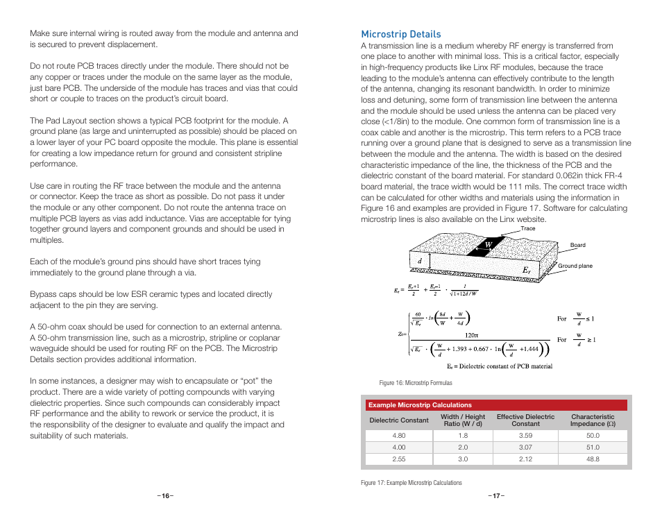 Microstrip details | Linx Technologies RXM-xxx-ES User Manual | Page 11 / 17