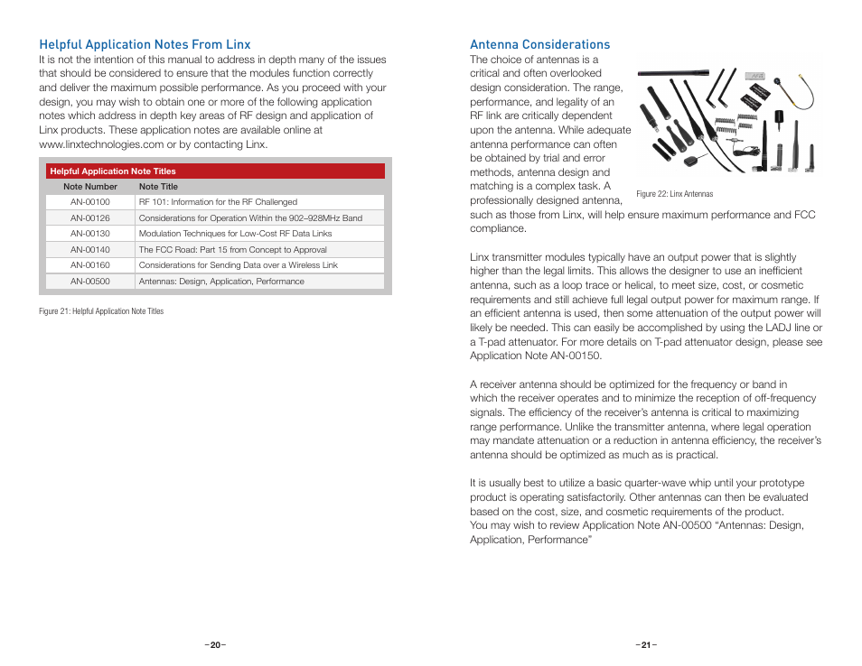 Helpful application notes from linx, Antenna considerations | Linx Technologies RXM-xxx-ES User Manual | Page 13 / 17